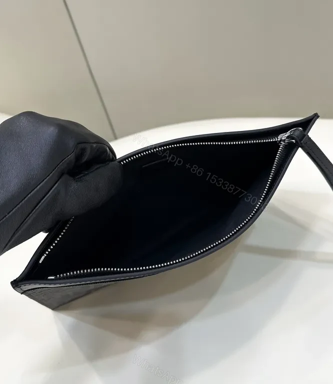 View 6 of Monochrome Fendi-Texture Clutch: Sleek, All-Day Style