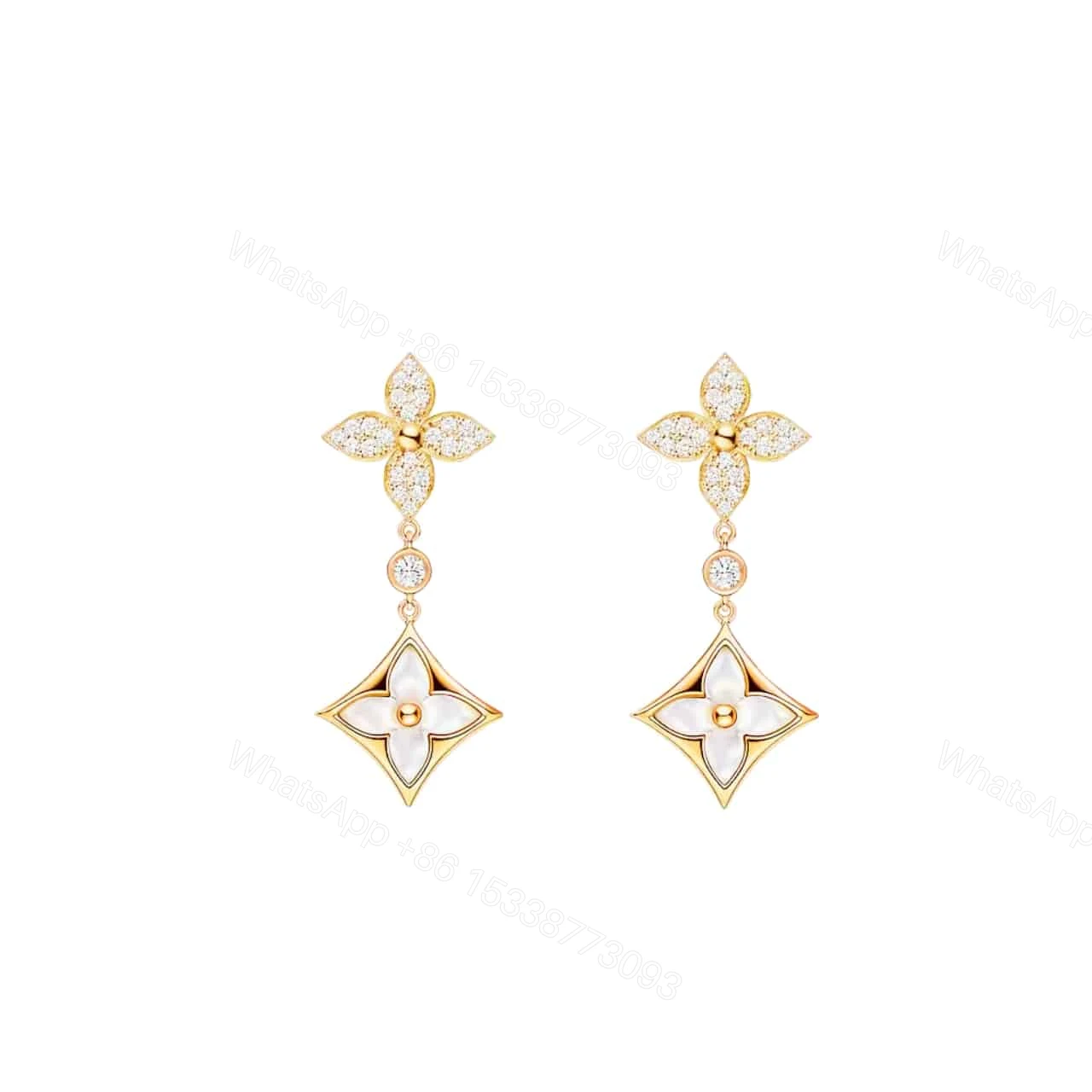LOUIS VUITTON COLOR BLOSSOM M STAR MULTI MOTIF EARRINGS GOLD Q06489 — view 1