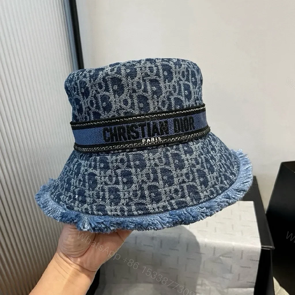 View 5 of Denim Textured Bucket Hat with Branding Band, Stylish, Unisex