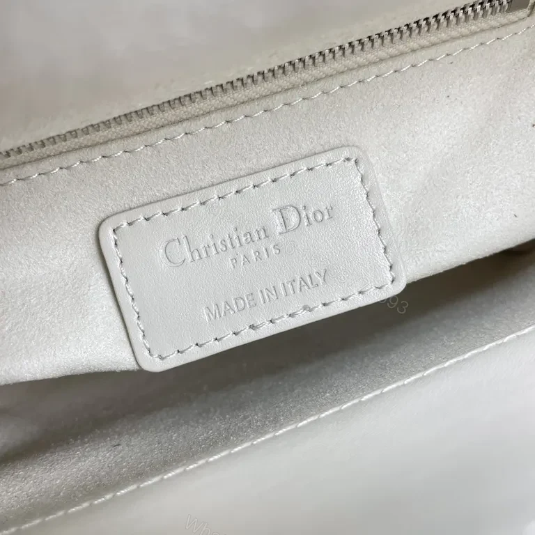 View 2 of Creamy Quilted Faux Dior Handbag - Chain Strap, D&I Charms - Elegant Crossbody
