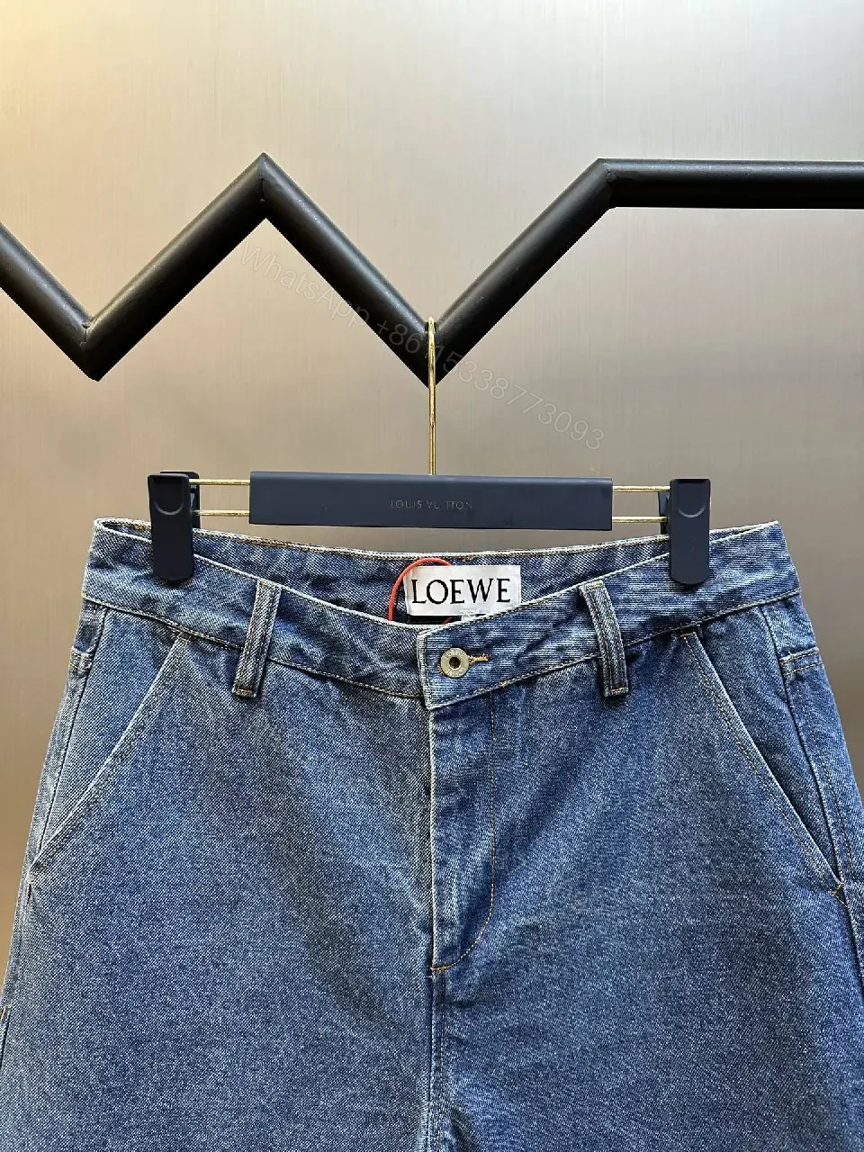 View 9 of Denim Shorts: White Embroidered Logo, Relaxed Fit, Luxe Style
