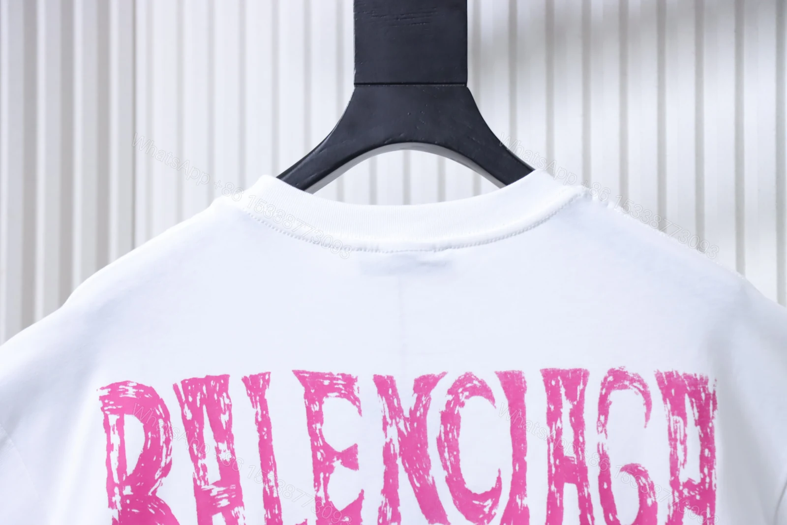 View 3 of Balenciaga Clothes Paris Beach Nightscape Eiffel Tower Print Short-Sleeve T-Shirt white