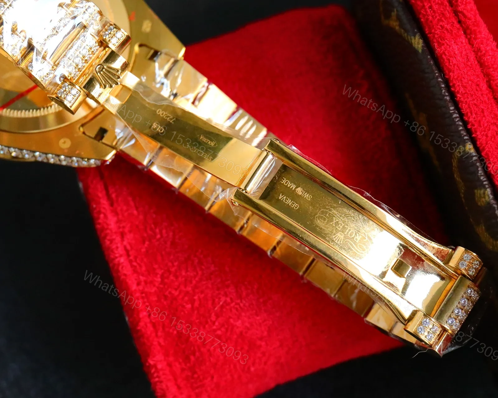 View 8 of Rolex Datejust Gold Diamond Replica 42MM Premium Full Iced Bracelet Champagne Dial Edition ROLEX-DJ-GOLD-DIA-ICED-CHAMP-42