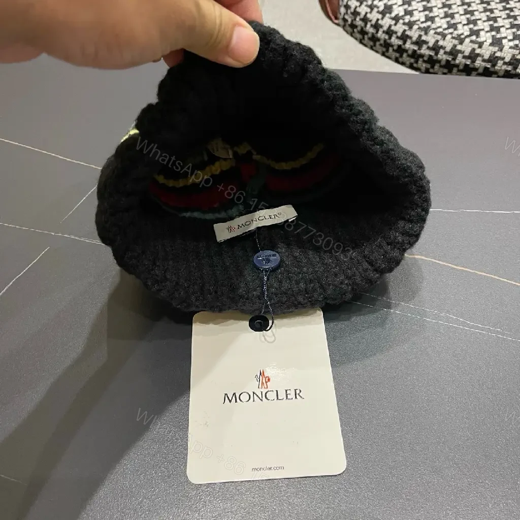 View 11 of Color-block Knit Beanie with Subtle Logo Cap