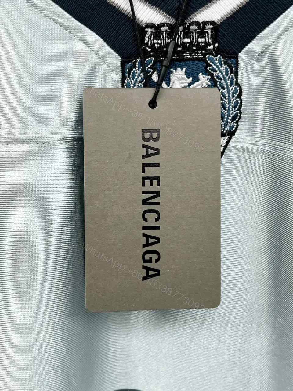 View 11 of Metallic Silver Balenciaga-Style Jersey: Bold Graphic, Relaxed Fit