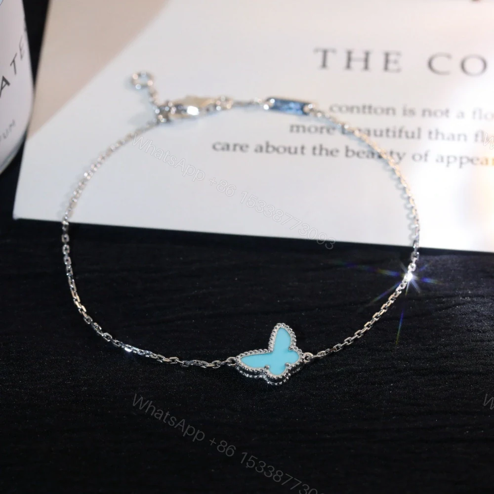 高仿首飾VanCleef&Arpels*ARF80400蝴蝶綠松石白金手鏈 — view 1