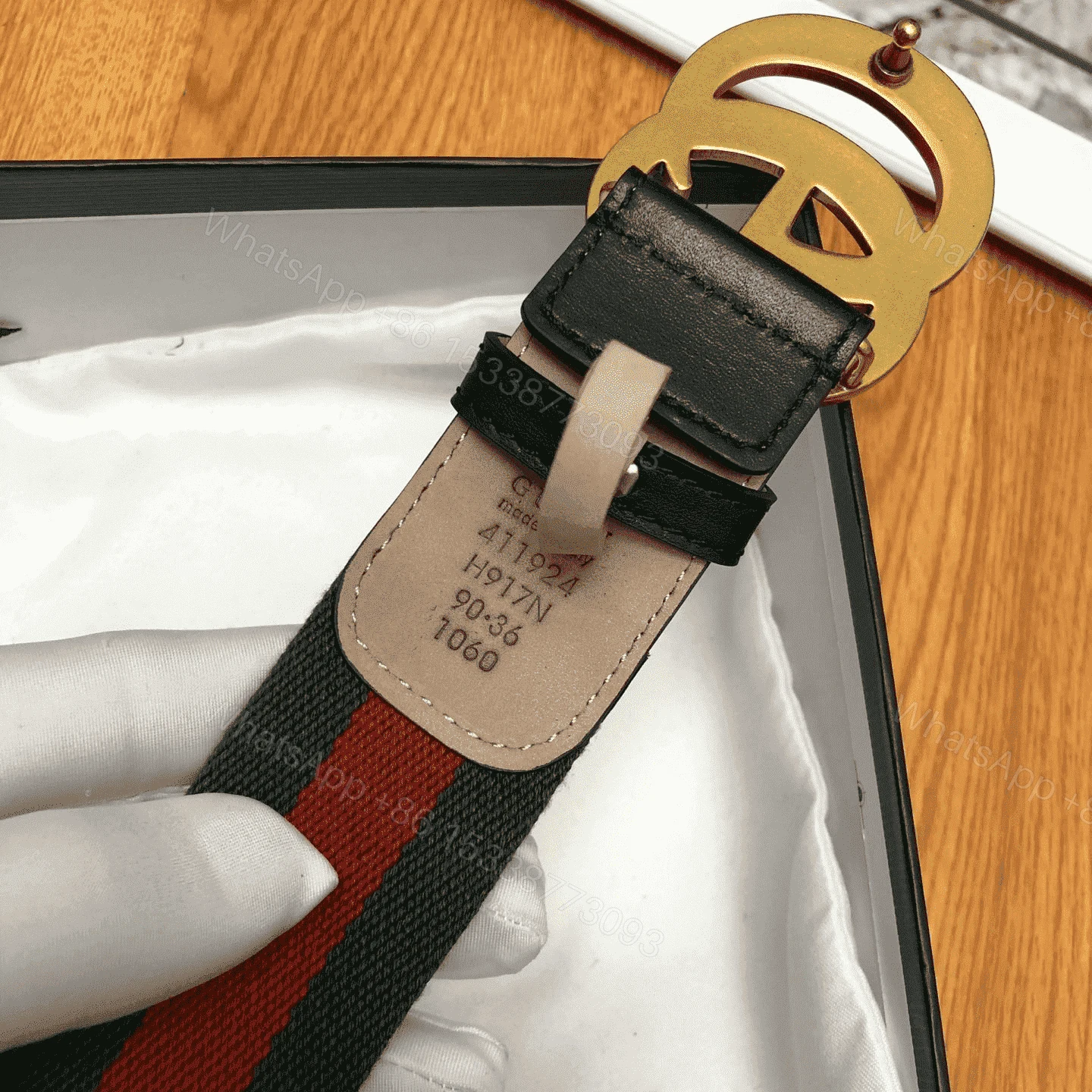 View 5 of GUCCI GG BELT CUIR GREEN/RED LEATHER NE.RO – B13