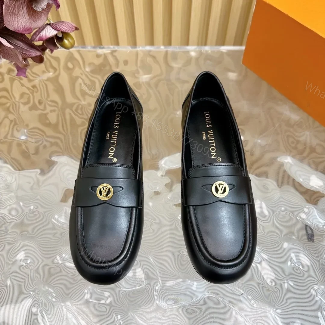 View 6 of LV Women Black Leather Loafers