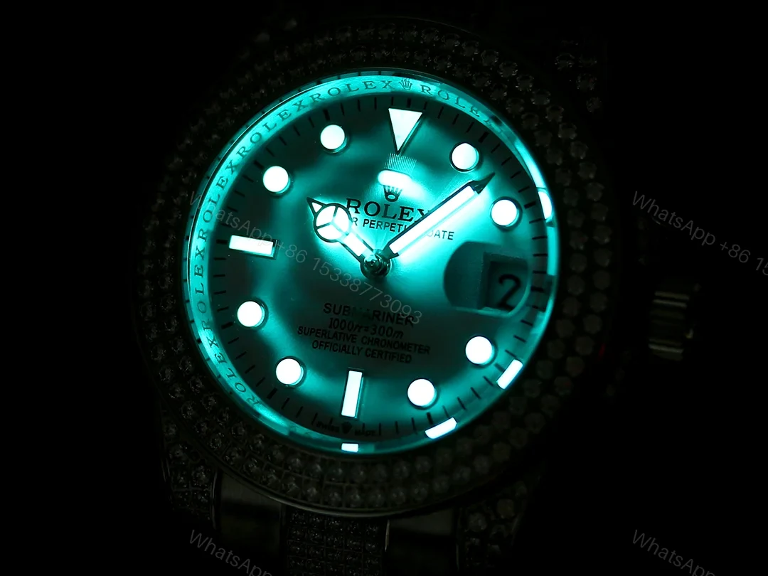 View 5 of Rolex Full Iced Diamond Dial Three-Link Bracelet Luxury Watch 42mm Ultimate Edition RG-ROLEX-FULL-ICED-DIAMOND-42