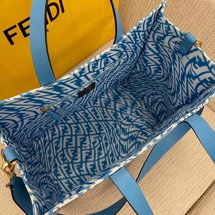 View 6 of Fendi Tote Bag with FF Vertigo Print – Blue – Totes