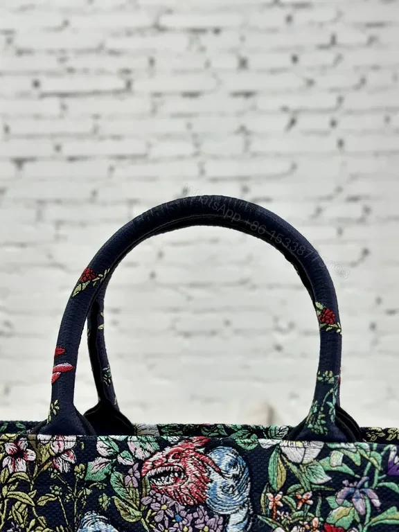 View 5 of Vibrant Floral Canvas Tote with Signature Banding - Dior Luxury Carryall