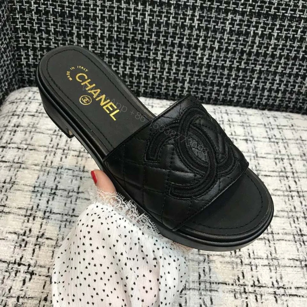 View 6 of Chanel Quilted CC Logo Mules Black