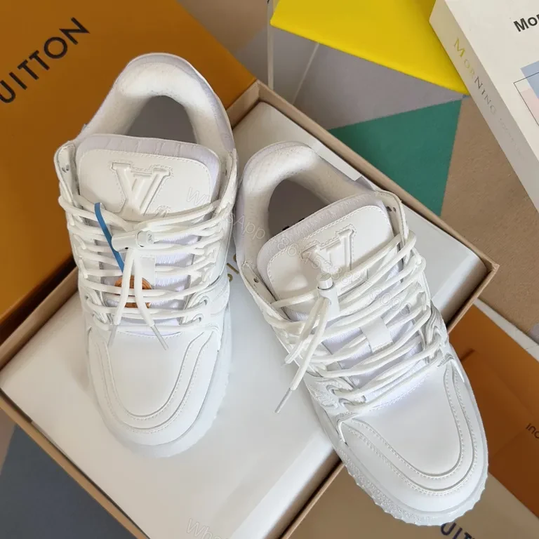 View 4 of White Signature Luxe Sneakers: LV-Inspired, All-White High Tops