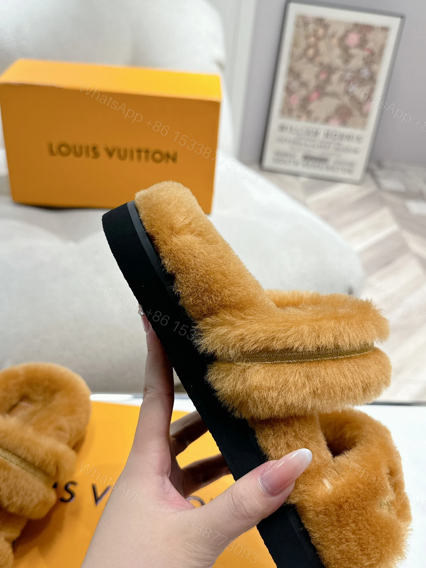 View 6 of LOUIS VUITTON LV SUNSET FLAT COMFORT MULE SHEARLING BROWN