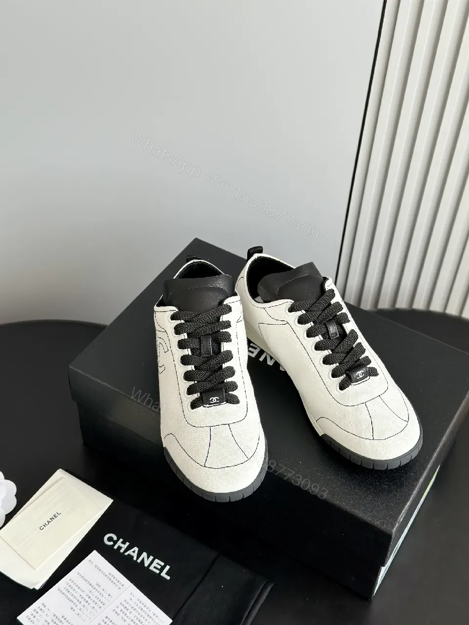 View 8 of Black Leather-Trim Modern Luxe Sneakers with Comfort Fit