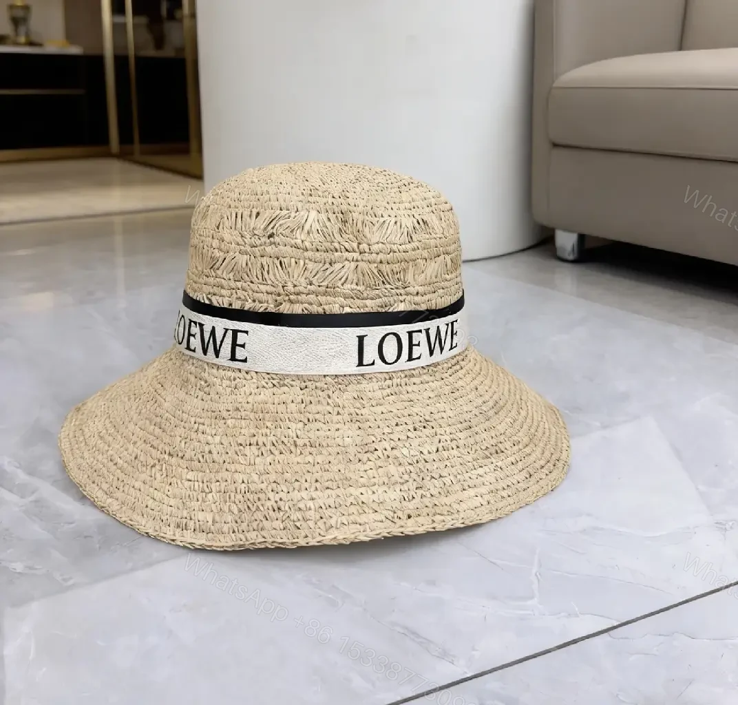 View 3 of Light Beige Straw Boater Hat with Ribbon Bow - LOEWE Style