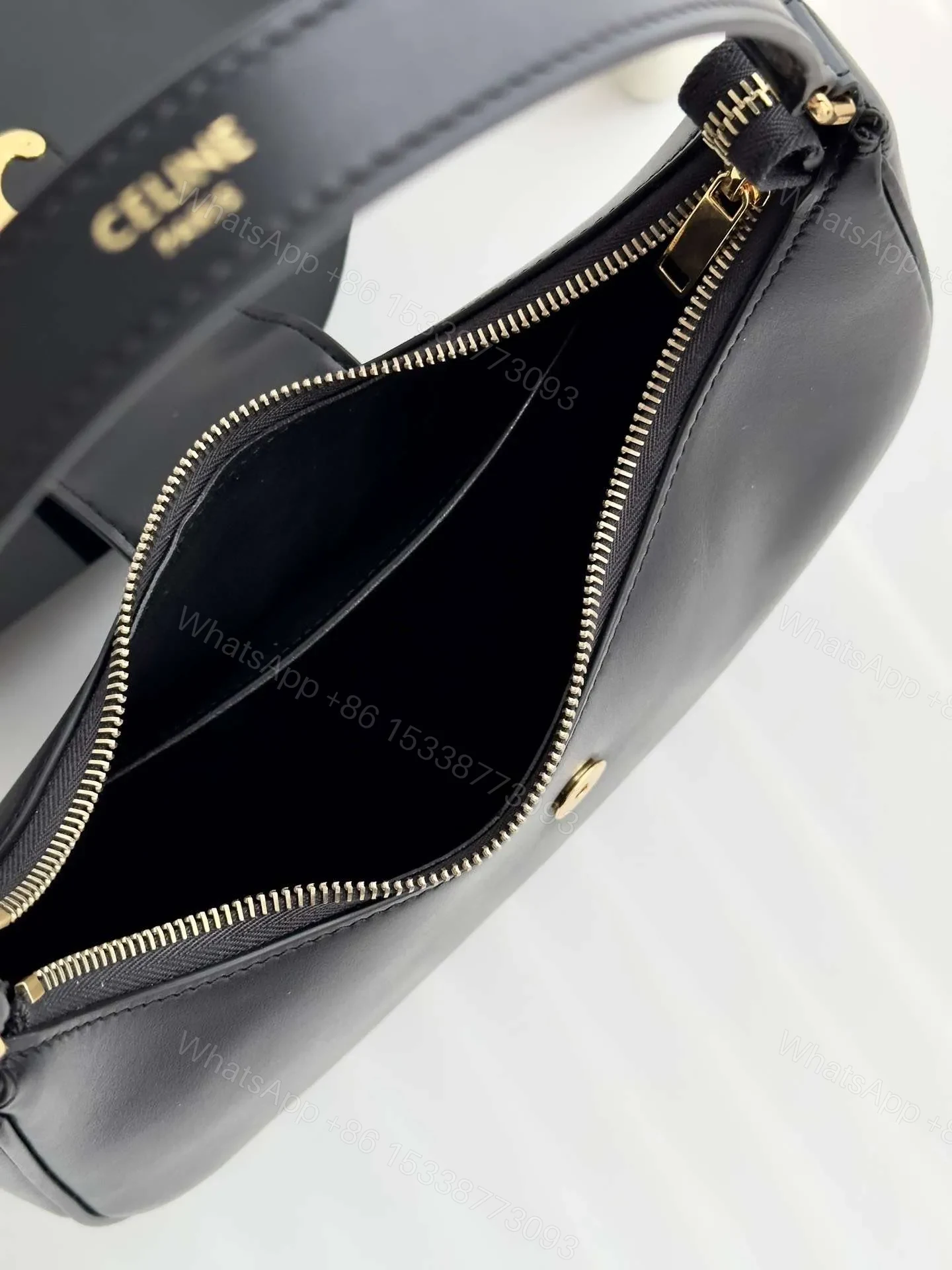 View 2 of Celine Triomphe Curved Black Matte Leather 23x14x7cm