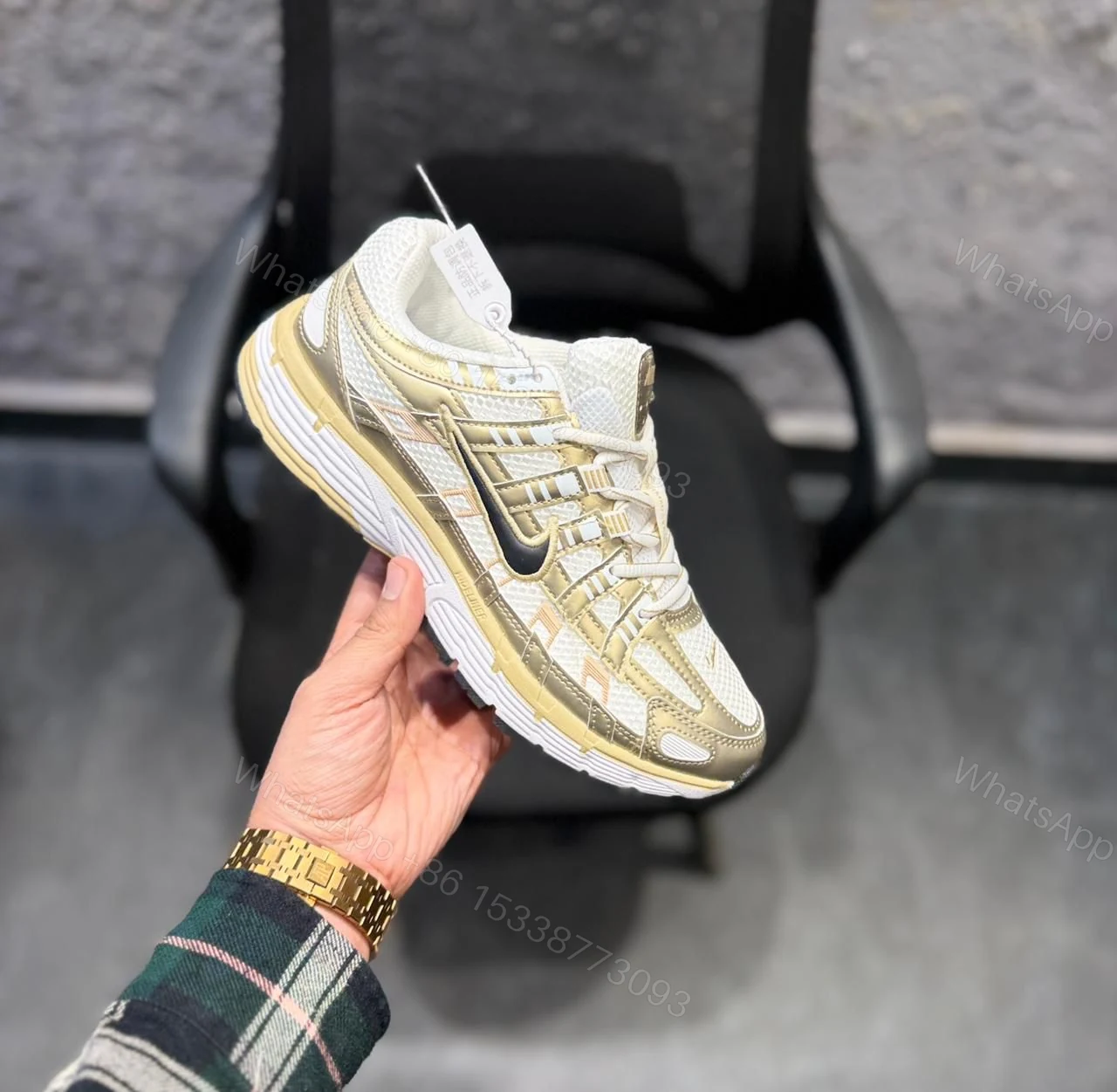 View 2 of Nike P-6000 Metallic Gold Trainers Men
