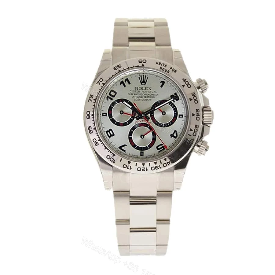 Rolex Daytona 116509 Super Clone: 40mm White Gold Silver Dial — view 1