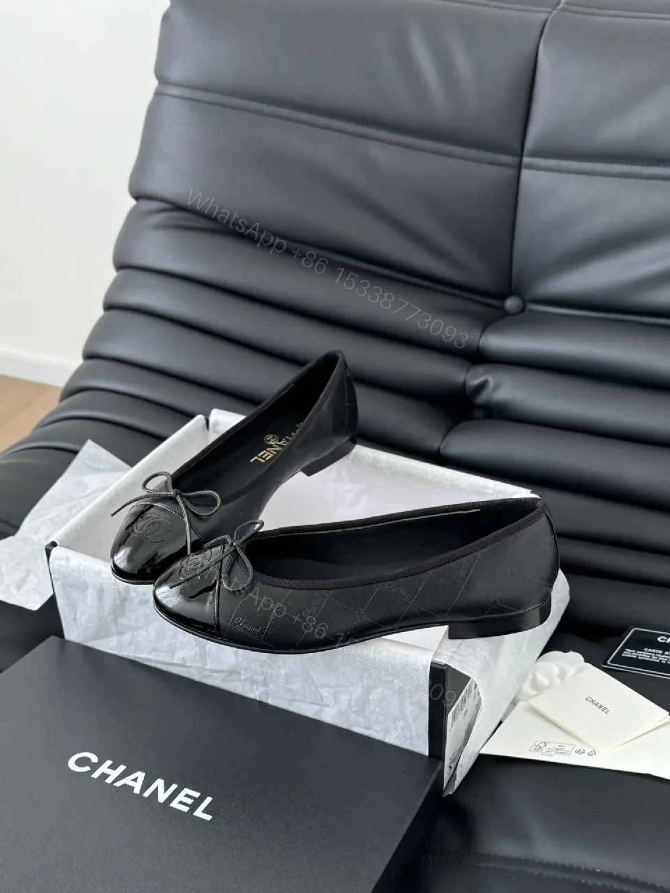 View 4 of Satin Ballet Flats: Logo Motif, Patent Toe Cap, Comfort Collection