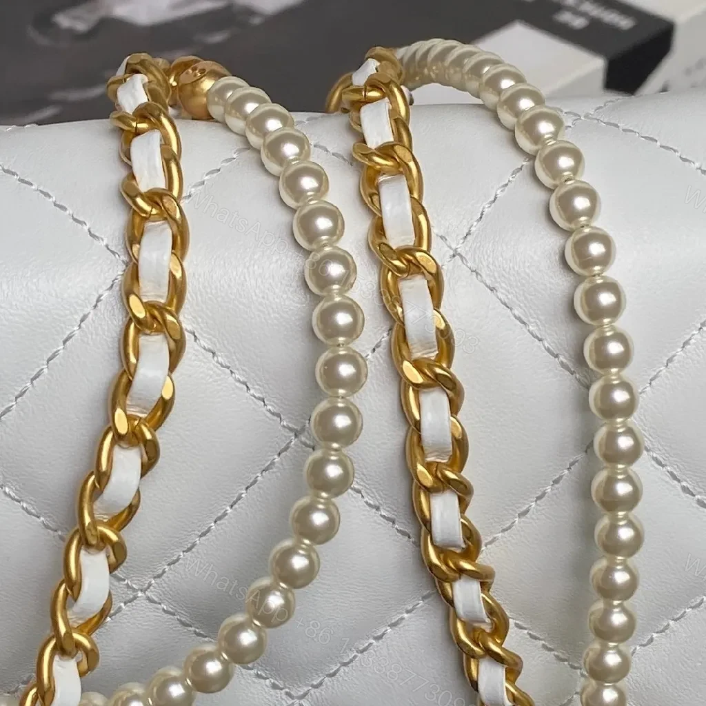 View 3 of White Quilted Mini Bag, Gold Chain, Everyday Luxury Bag