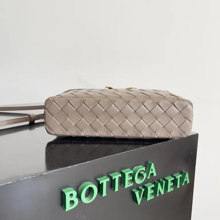 View 3 of Textured Leather Bottega-Inspired Compact Crossbody Bag