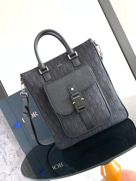 Structured Chic Tote: Monogram-Texture, Black, Dior-Inspired Carryall — view 1