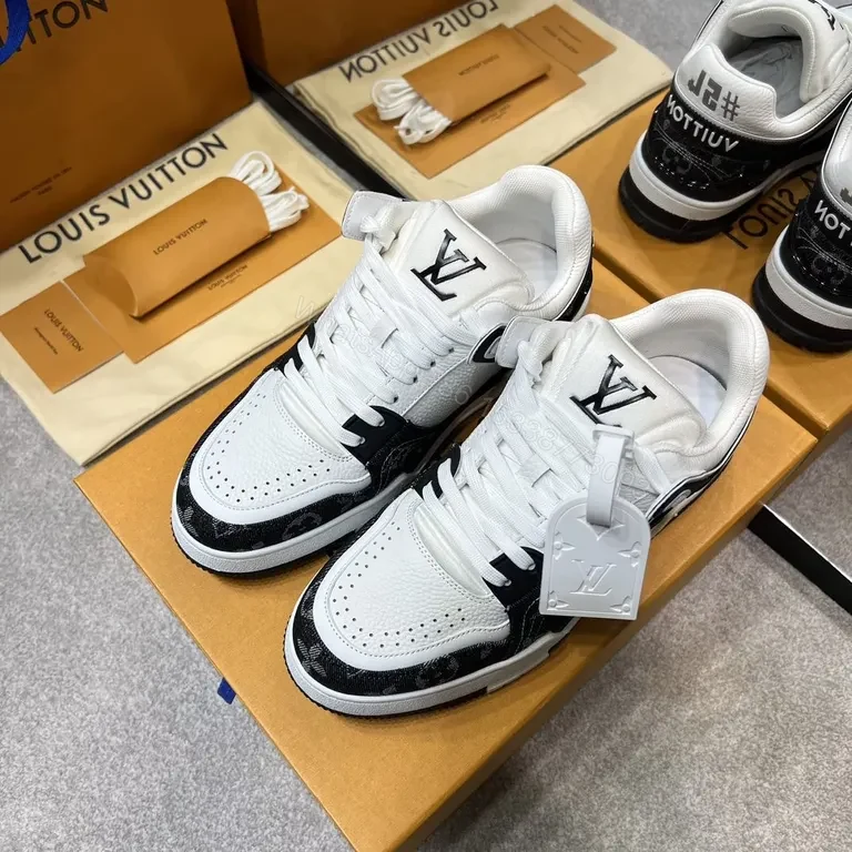 View 9 of White & Black LV-Embellished Sneaker: Luxury Street-Ready Comfort