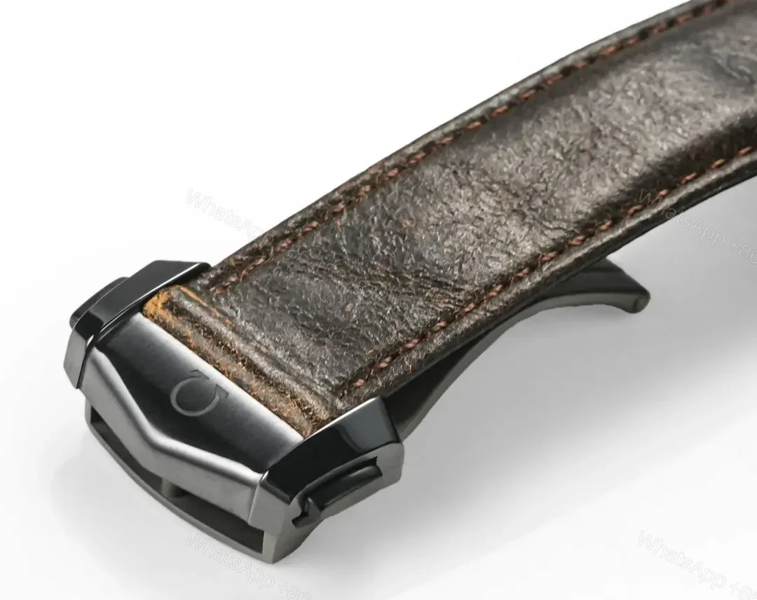 View 8 of Omega Speedmaster Dark Side of the Moon Black Ceramic Chronograph with Brown Leather Strap
