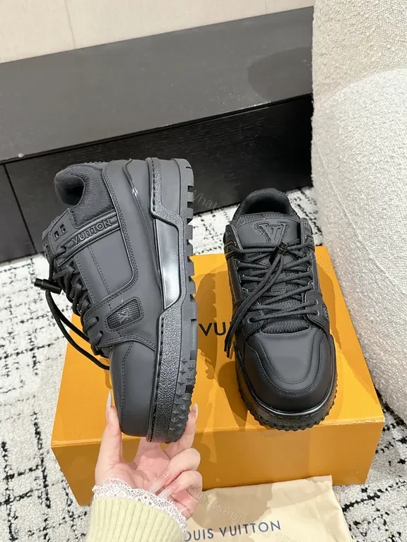 View 3 of Louis Vuitton Black Leather High-Top Sneakers: Luxury Everyday Comfort