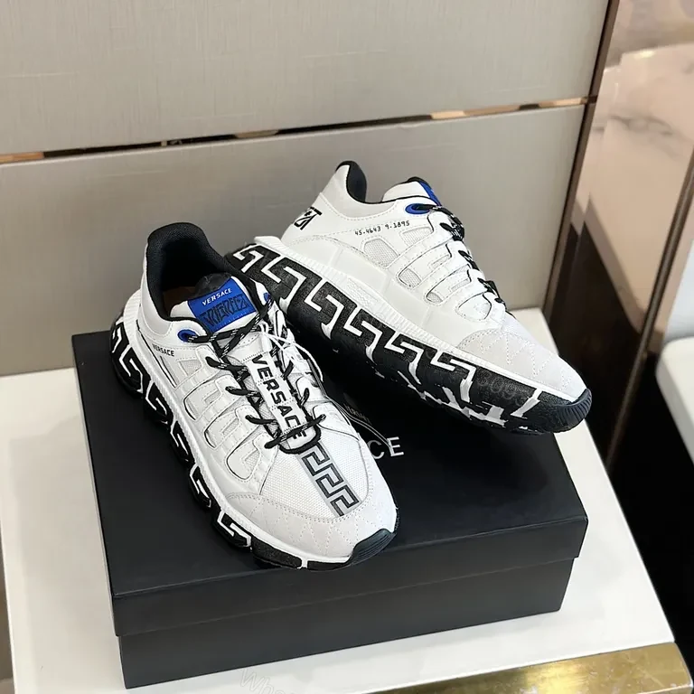 View 6 of White Leather Versace High-Top Sneaker: Bold Luxury Comfort