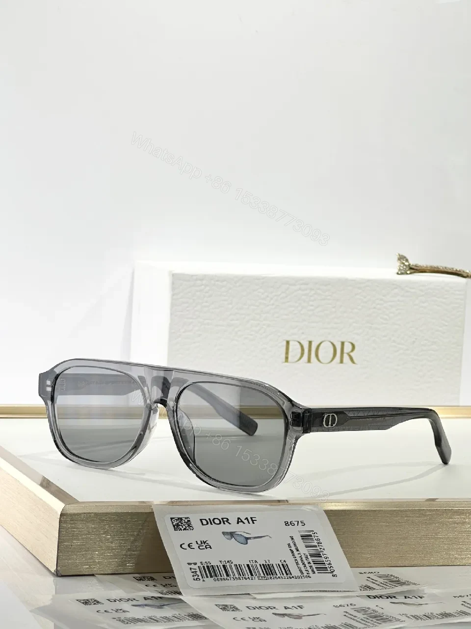View 9 of Translucent acetate Sunglasses with Gradient Lenses, Mid-Size, Unisex