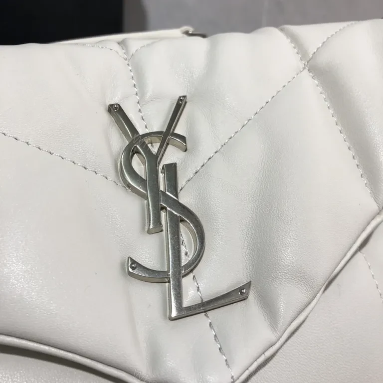 View 7 of Refined White Quilted Leather Shoulder Bag â€” YSL Hardware