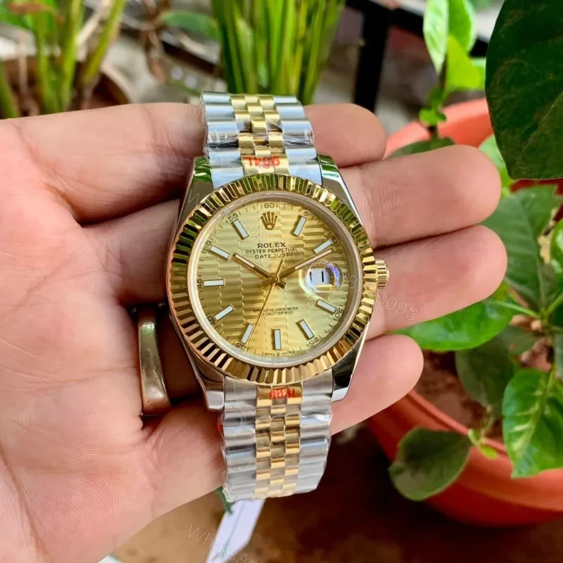 View 6 of Rolex Date Just 41mm Gold Dial Automatic Stainless Steel