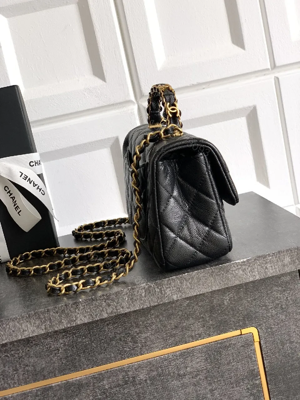 View 6 of Chic Quilted Flap Bag with Gold Chain Handle