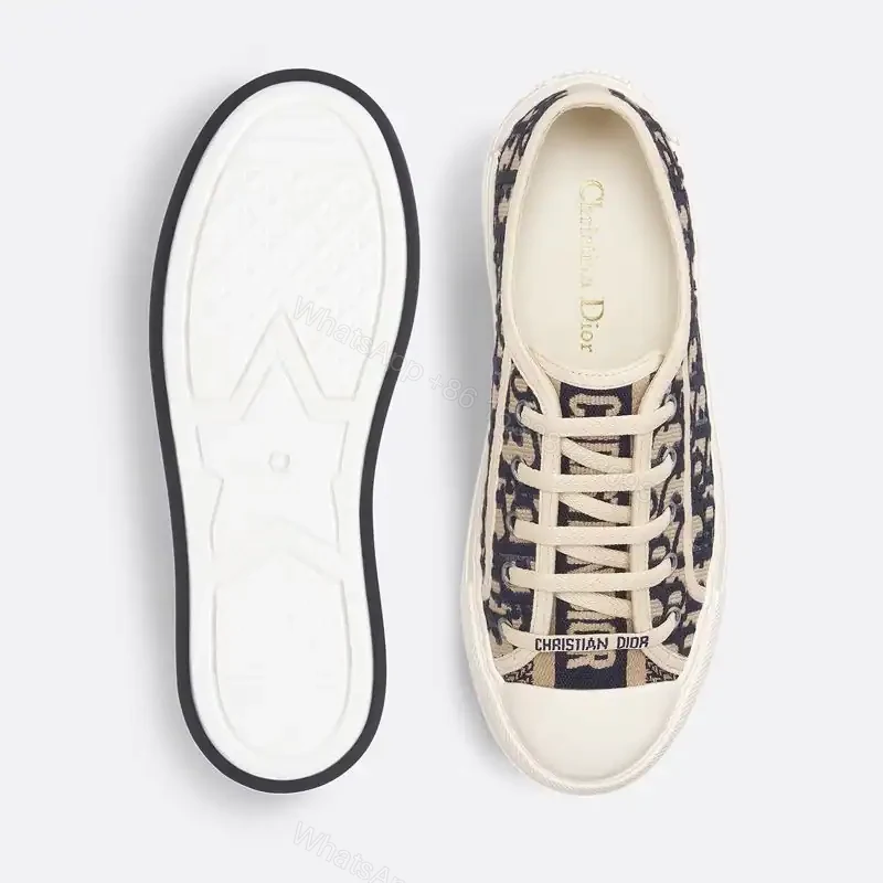 View 4 of WALK’N’DIOR PLATFORM SNEAKERS UNISEX OBLIQUE EMBROIDERED COTTON BLUE – CD160