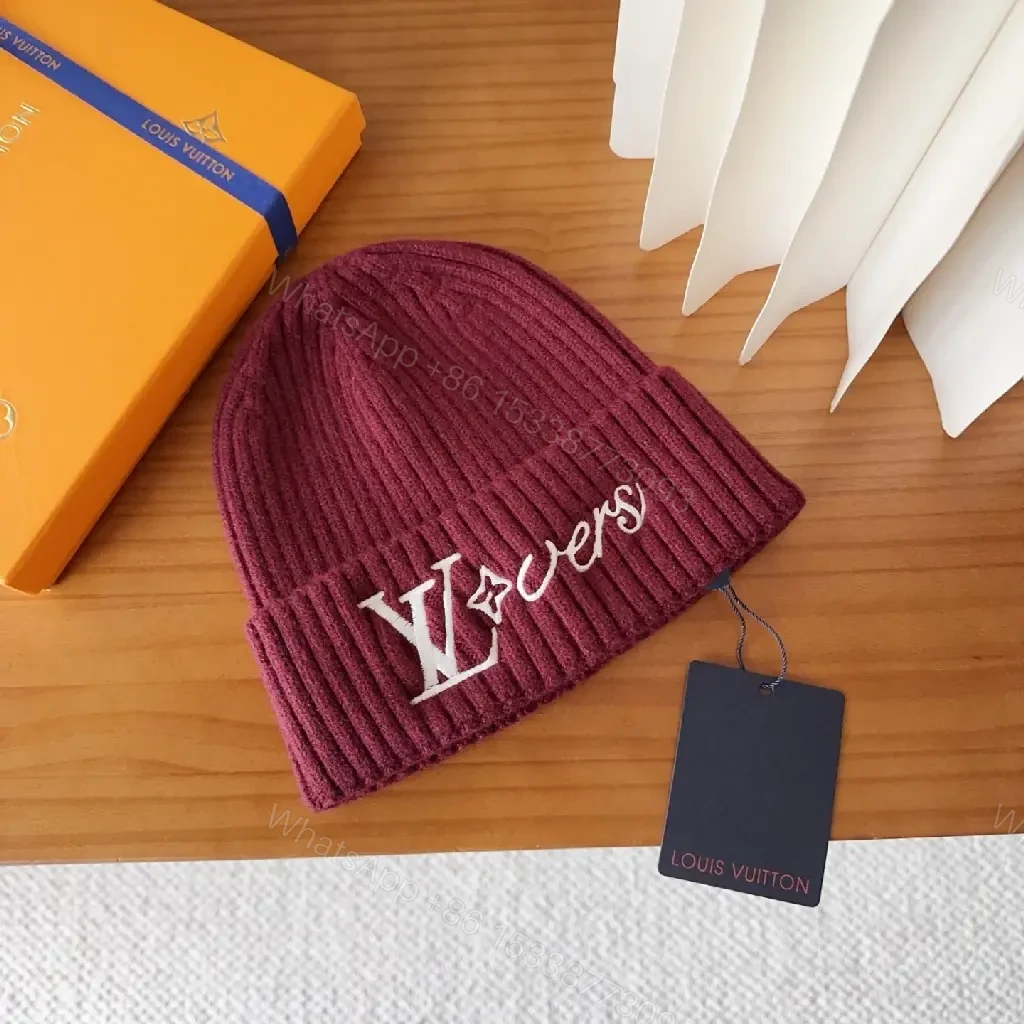 Maroon Knit Beanie – Embroidered Designer-Inspired Style — view 1