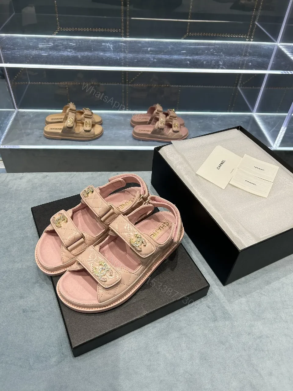 View 8 of Soft Pink Quilted Sandals: Luxe Comfort, Dual Velcro Straps