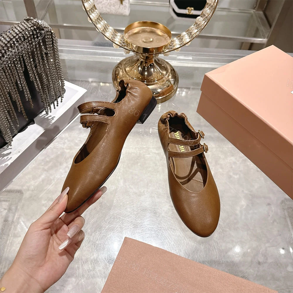 View 5 of MIUMIU Ruched Nappa Leather Ballet Flats 181975