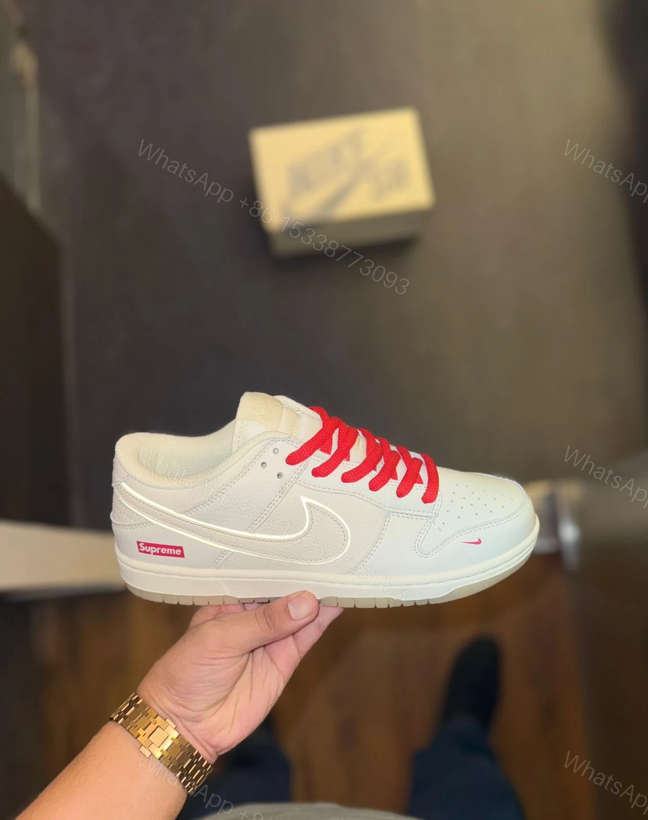 View 3 of FIRST COPY NIKE SB DUNK SUPREME WHITE RED FOR MEN