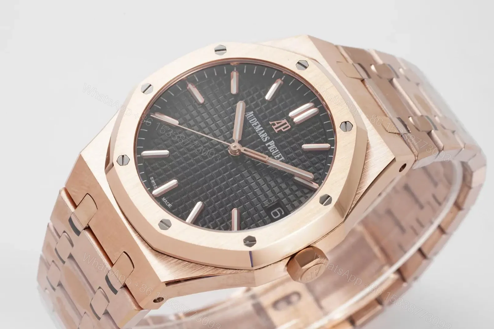 View 3 of APS Factory Audemars Piguet Royal Oak 15500 Rose Gold Black Dial Watch