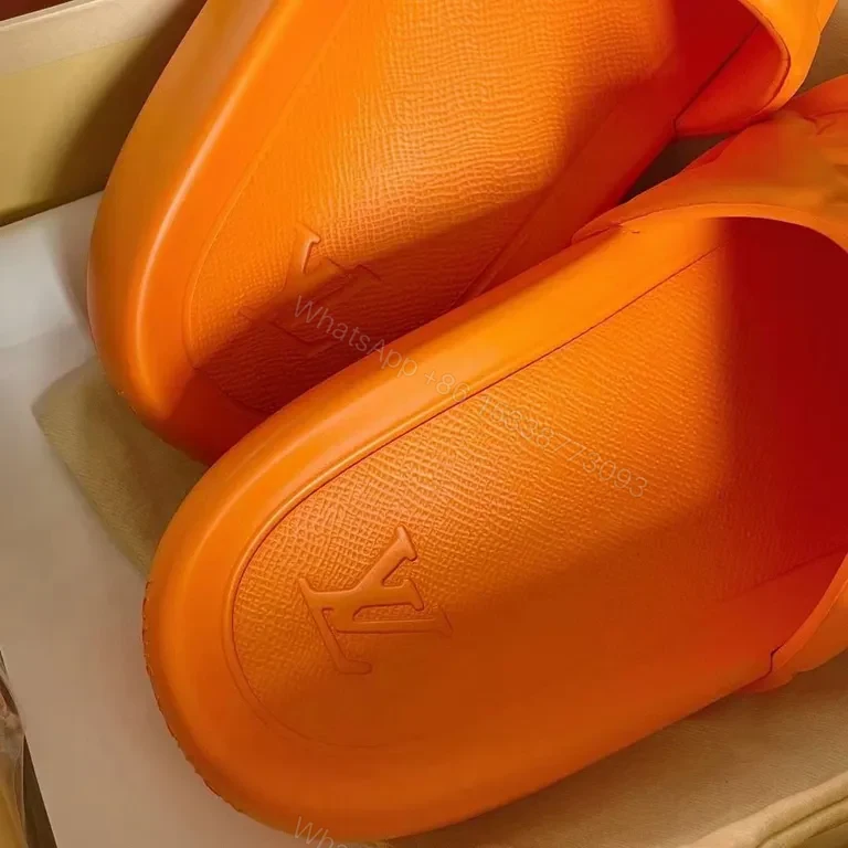 View 9 of Bold Monogram Slides: Orange LV Luxury Comfort Slides