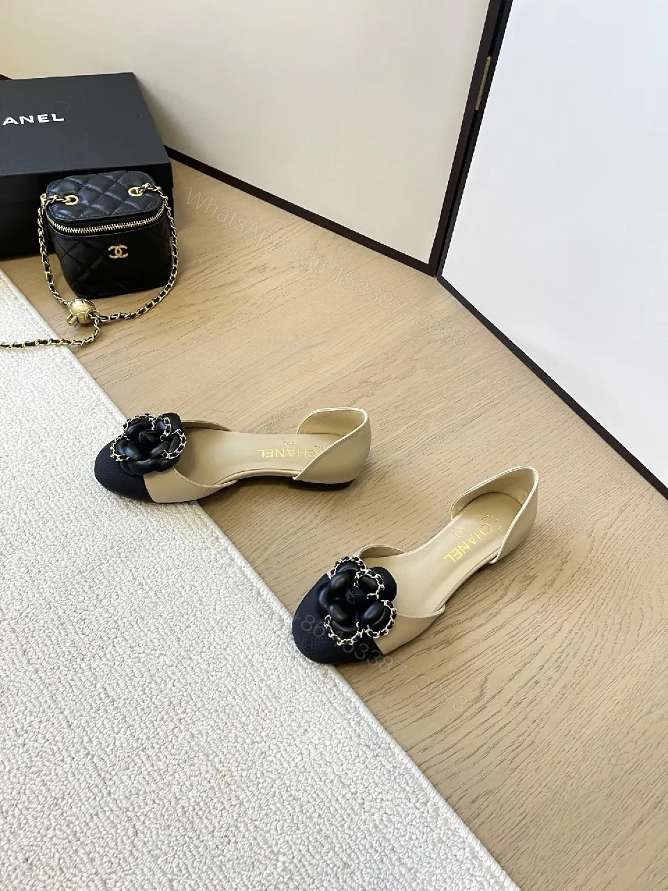 View 3 of Two-Tone D’Orsay Pumps with Bloom Embellishment - Elevated Minimalism