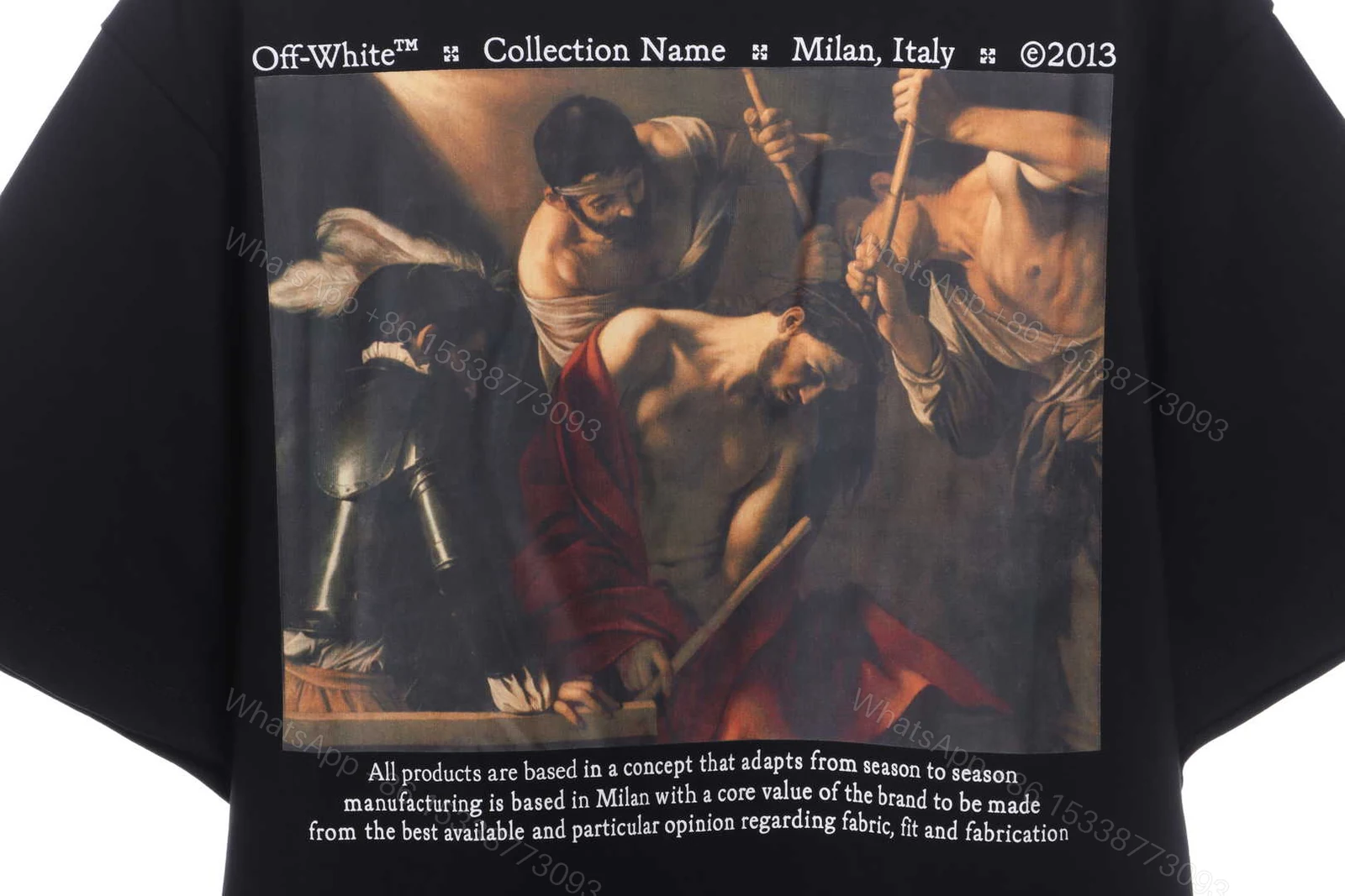 View 3 of Off-White Classical Religious Oil Painting T-Shirt