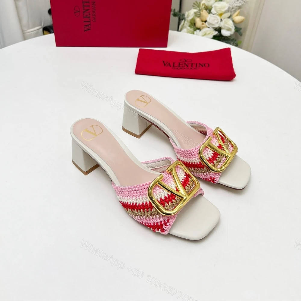 View 2 of VALENTINO GARAVANI CROCHET VLOGO SIGNATURE SLIDE SANDALS PINK