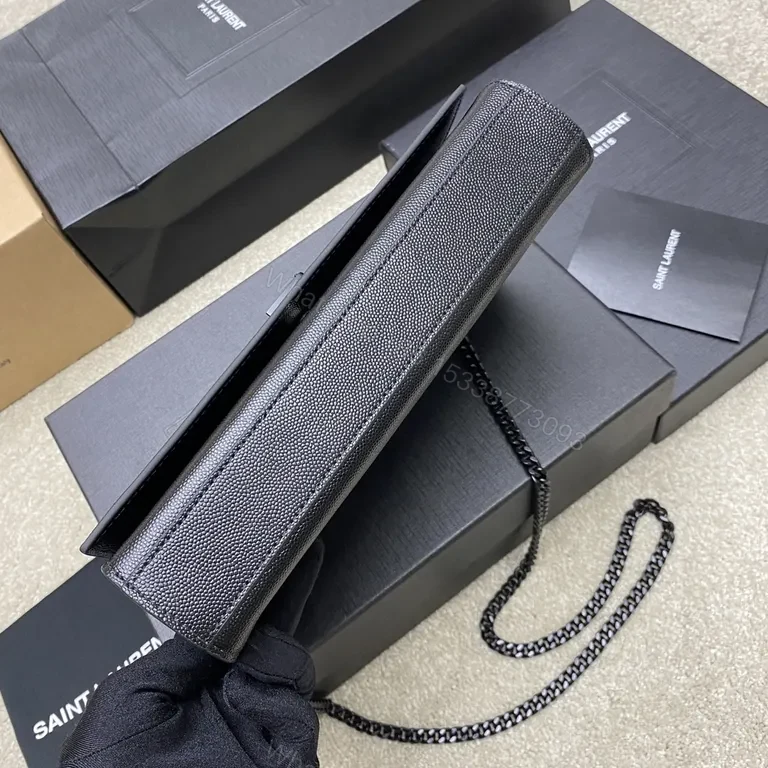 View 9 of Sleek Black Leather Wallet-on-Chain: Compact Luxury Crossbody