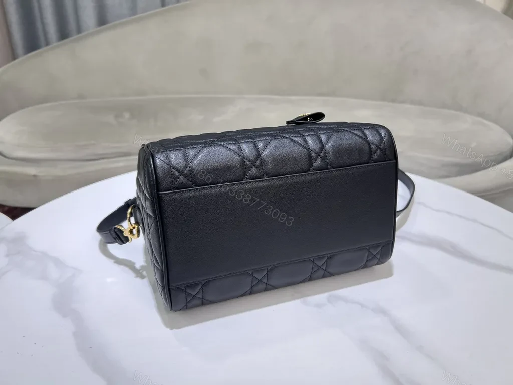 View 8 of Compact Black Quilted Satchel: Modern Dior-Style Everyday Luxury