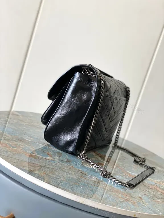 View 8 of Chic Black Quilted YSL-Style Shoulder Bag with Chain Strap