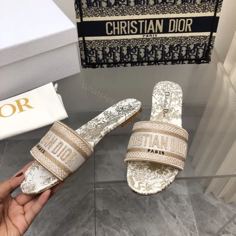 View 9 of Statement Dior Linen Sandals - Metallic Strap, Comfort Footbed