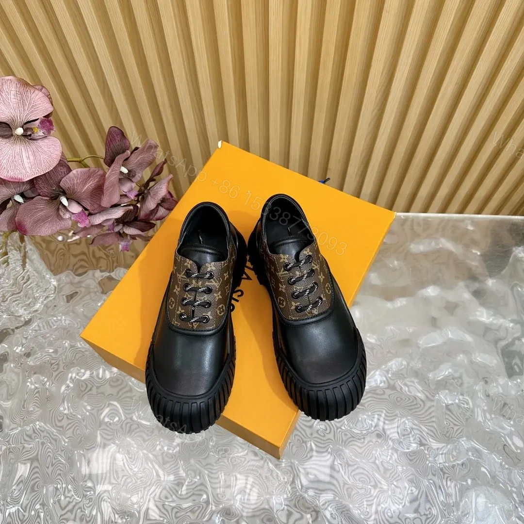 View 5 of LV Women Black Leather Brown Patterned Sneakers